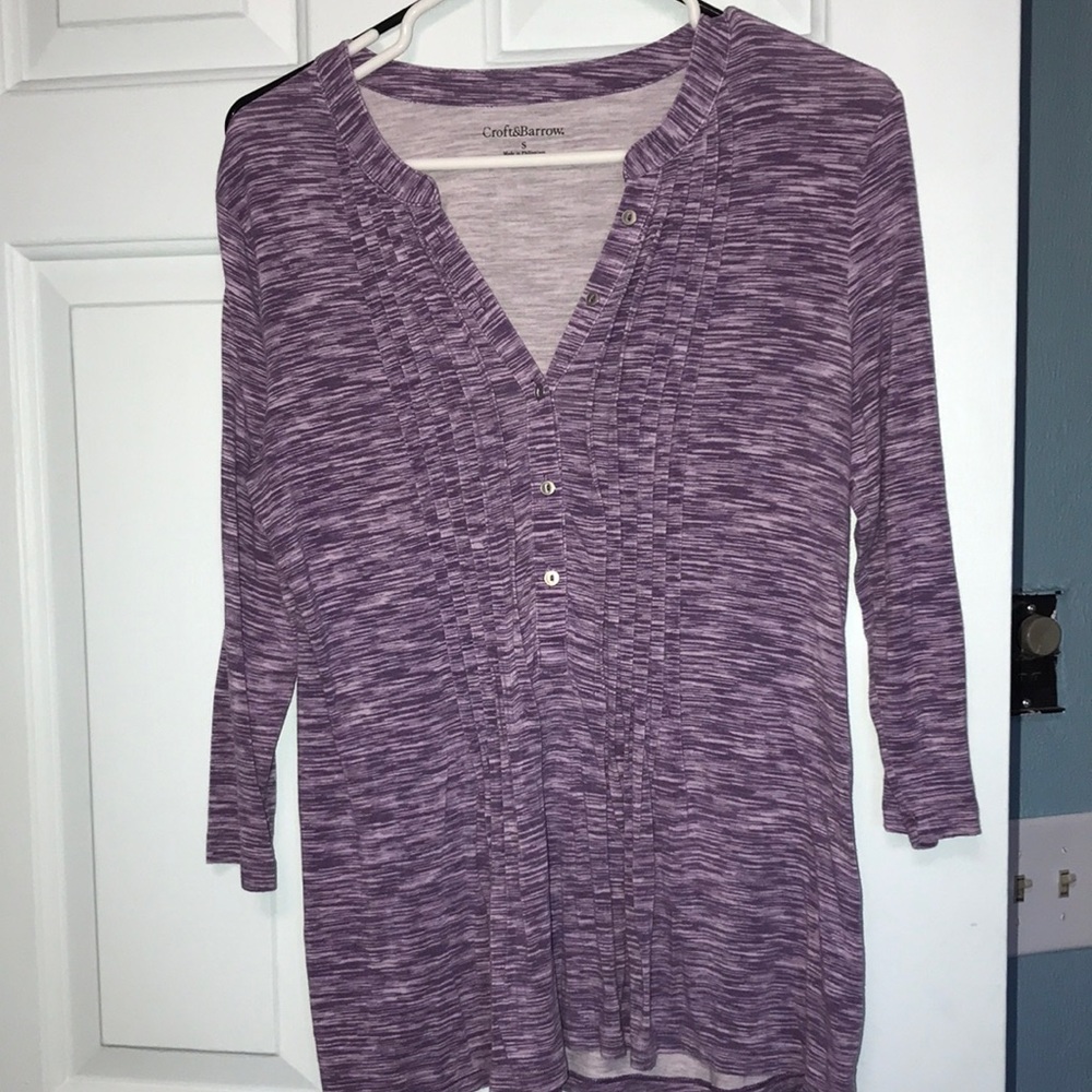Purple Croft & Borrow size small top pleated in front